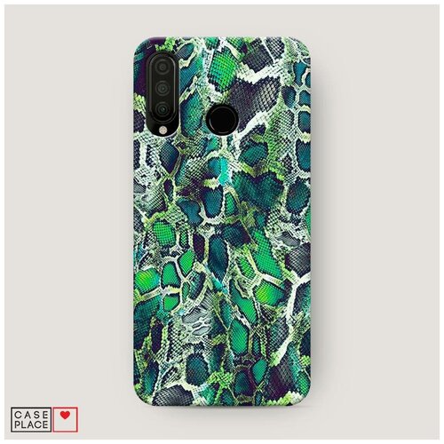фото Пластиковый чехол "зеленая кожа змеи" на huawei p30 lite / хуавей п30 лайт case place