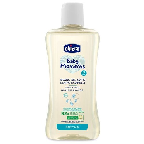 Chicco Baby moments нежное средство для мытья волос и тела, 200 мл