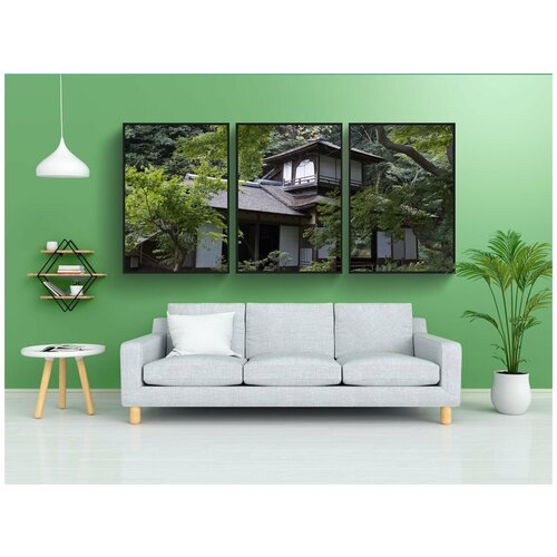 фото Набор модулных постеров для интерьера "тёсюкаку, японский дом, традиционный" 60x90 см. в тубусе, без рамки lotsprints