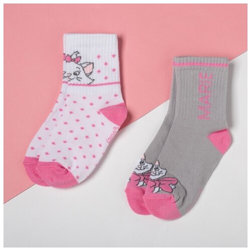 Набор носков &quot;Marie&quot;, Коты аристократы 2 пары, белый/серый, 14-16 см./В упаковке шт: 1 Kaftan цвет серый/розовый
