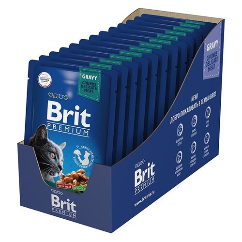 Влажный корм для кошек Brit Premium с уткой 14 шт. х 85 г (кусочки в соусе)