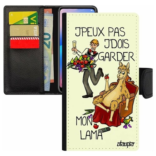 фото Чехол книжка для мобильного iphone 7, "не могу - у меня лама!" комикс анекдот utaupia