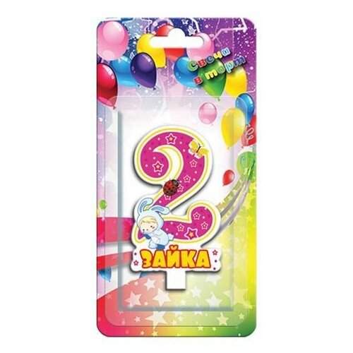 фото Свеча цифра, 2 зайка, 9 см, 1 шт. дон баллон