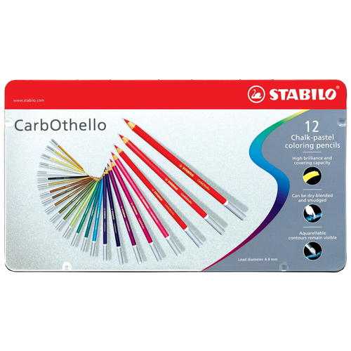 фото Цветная пастель stabilo carbotello, 12 цв, металлический футляр