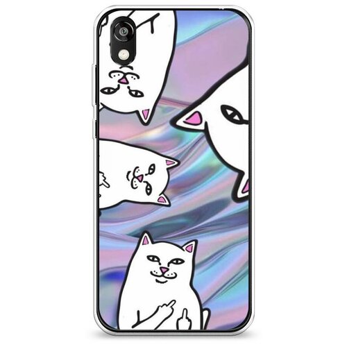 фото Силиконовый чехол "кот с факами на шелке" на honor 8s prime / хонор 8s прайм case place
