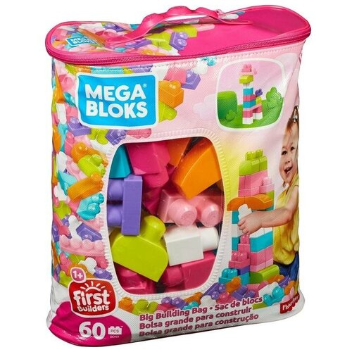Конструктор Mattel Mega Bloks First Builders из 60 деталей CYP67 для девочек, розовый