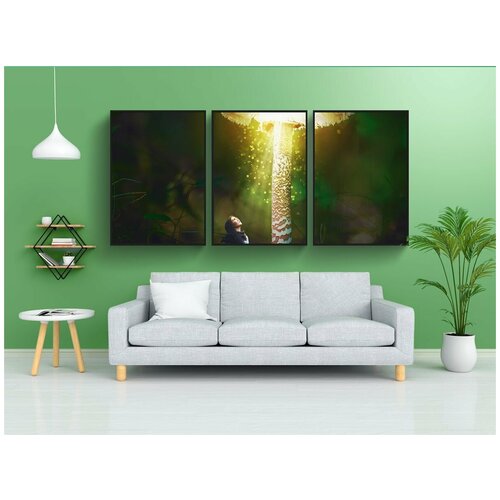 фото Набор модулных постеров для интерьера "девочка, ночь, свет" 60x90 см. в тубусе, без рамки lotsprints