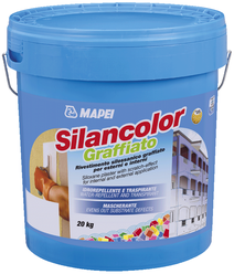 Cиликоновая толстослойная гидрофобизирующая штукатурка Mapei Silancolor Graffiato 20 кг база T зерно 1.2 мм