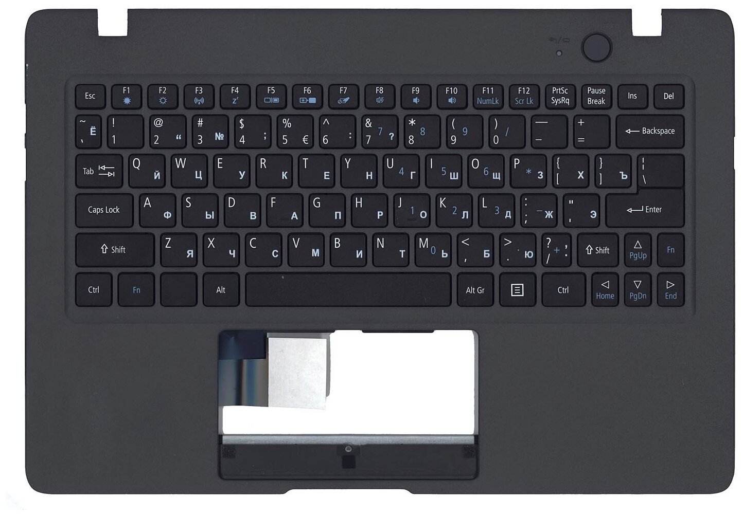Клавиатура (топ-панель) для ноутбука Acer Aspire One Cloudbook AO1-131 черная с черным топкейсом