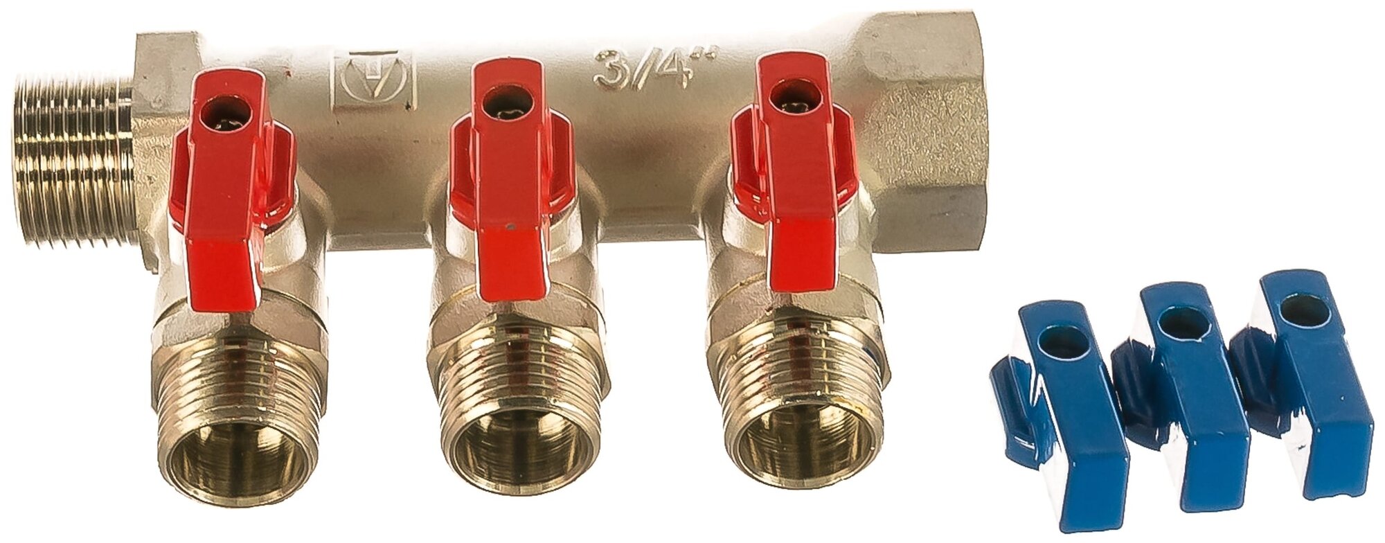 Коллектор запорный Valtec- 3/4"(НР/ВР) на 3 контура 1/2"(конус)