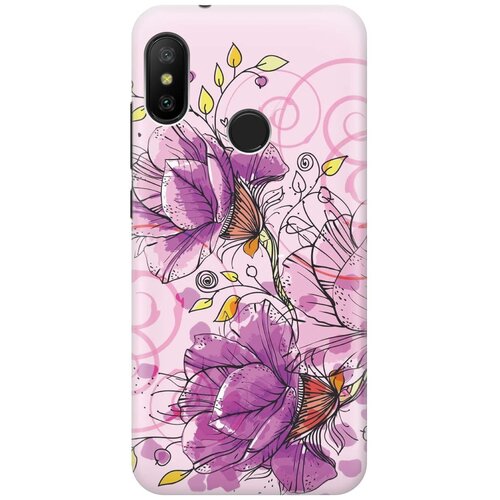 фото Re:pa накладка transparent для xiaomi mi a2 lite / redmi 6 pro с принтом "розовые цвета"