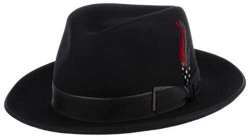 Шляпа федора STETSON, шерсть, хлопок, утепленная, размер 59, черный