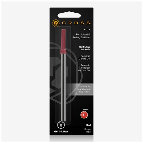 Стержень Cross для ручки-роллера стандартный, тонкий, красный; блистер CROSS MR-8019