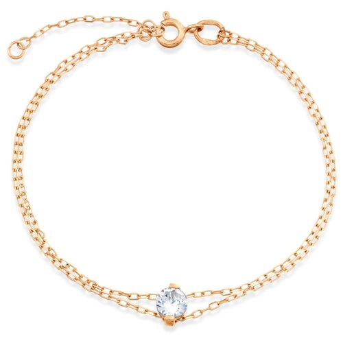 Браслет, красное золото, 585 проба, фианит, длина 18 см.