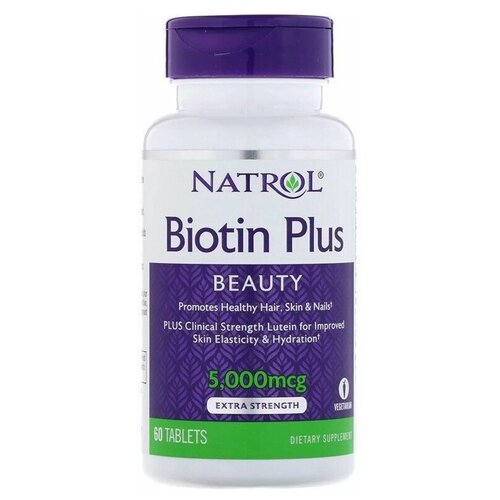 Таблетки Natrol Biotin Plus, 80 г, 5000 мкг, 60 шт.