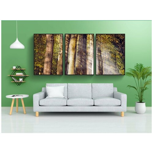 фото Набор модулных постеров для интерьера "проспект, деревья, лиственные деревья" 60x90 см. в тубусе, без рамки lotsprints