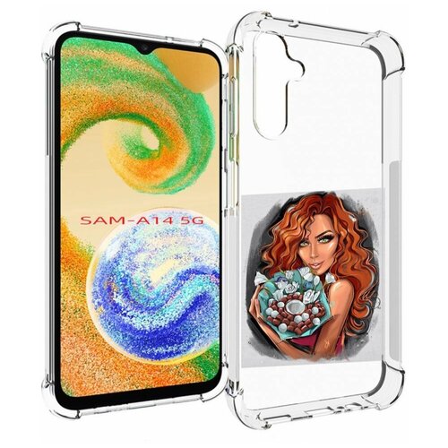 Чехол MyPads девушка-с-кокосовым-букетом женский для Samsung Galaxy A14 4G/ 5G задняя-панель-накладка-бампер
