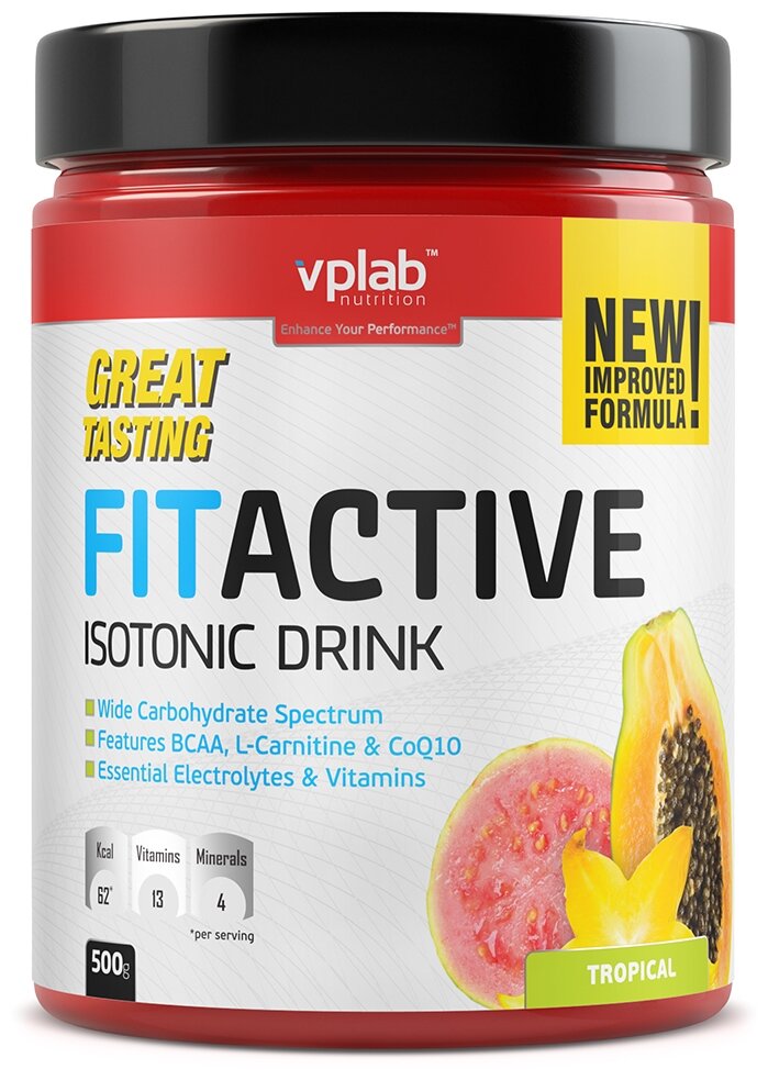 Vplab, FitActive Isotonic Drink, 500 г (тропик)