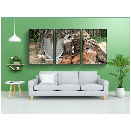 фото Набор модулных постеров для интерьера "работай, сапоги, перчатки" 60x90 см. в тубусе, без рамки lotsprints