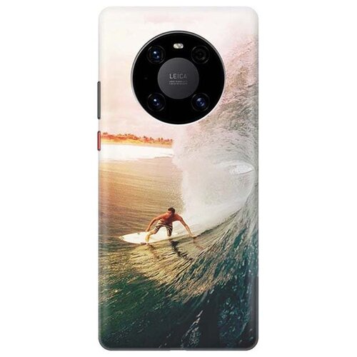 фото Ультратонкий силиконовый чехол-накладка для huawei mate 40 pro с принтом "серфер" gosso