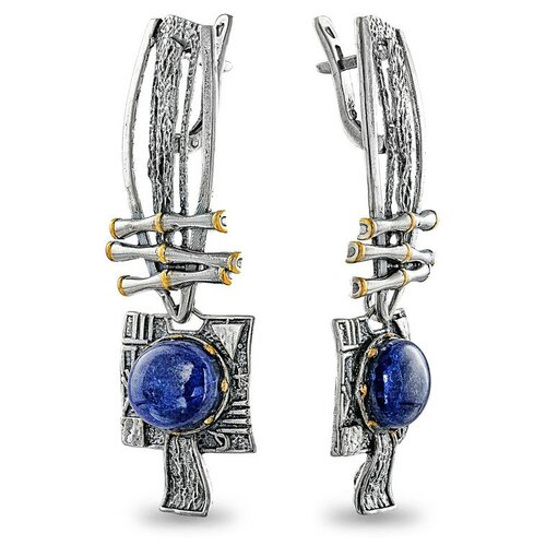 Серьги SADAF, серебро, 925 проба, лазурит, синий