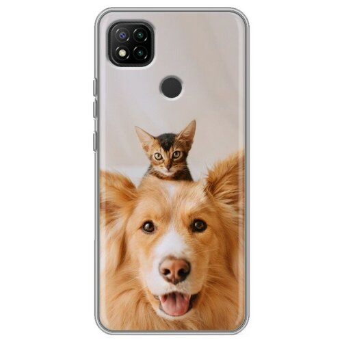 Дизайнерский силиконовый чехол для Xiaomi RedMi 9C Собака и котенок дизайнерский силиконовый чехол для samsung galaxy s21 plus собака и котенок
