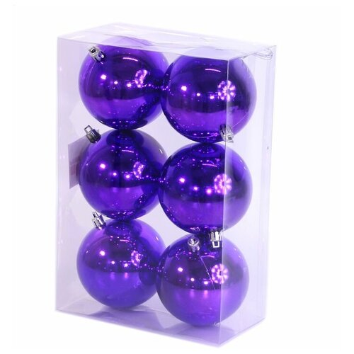 фото Набор однотонных пластиковых шаров глянцевых, цвет: фиолетовый, 60 мм, упаковка 12 шт., ели peneri jnps-6-p