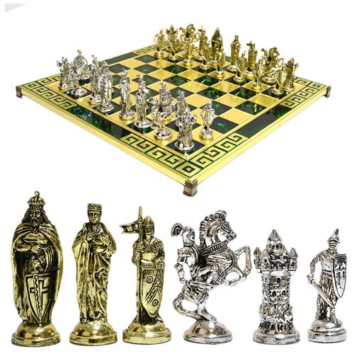 фото Шахматы с металлическими фигурами "крестоносцы" 450*450мм. шахматы с металлическими фигурами "крестоносцы" 450*450мм.