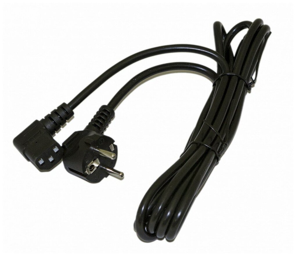 Hyperline PWC-IEC13A-SHM-1.0-BK кабель питания компьютера Schuko+C13 угловая 3x0.75 , 10A, угловая вилка, 1м, цвет черный