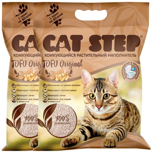 CAT STEP TOFU ORIGINAL - Кэт степ наполнитель комкующийся для туалета кошек (12 + 12 л) cat step tofu lotus наполнитель для кошек комкующийся растительный