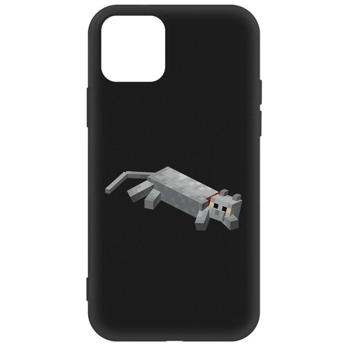 Чехол-накладка Krutoff Soft Case Minecraft-Кошка для Apple iPhone 12/ iPhone 12 Pro черный чехол накладка krutoff soft case roblox заключенный для apple iphone 12 iphone 12 pro черный