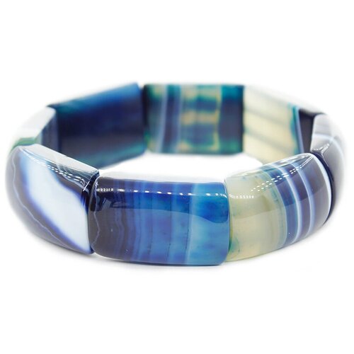 фото Браслет агат77, агат, размер 18 см, синий