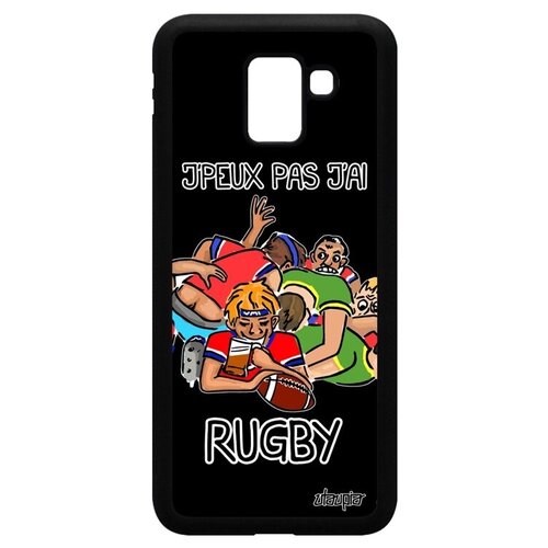 фото Защитный чехол на смартфон // samsung galaxy j6 2018 // "не могу - у меня регби!" спорт повод, utaupia, черный