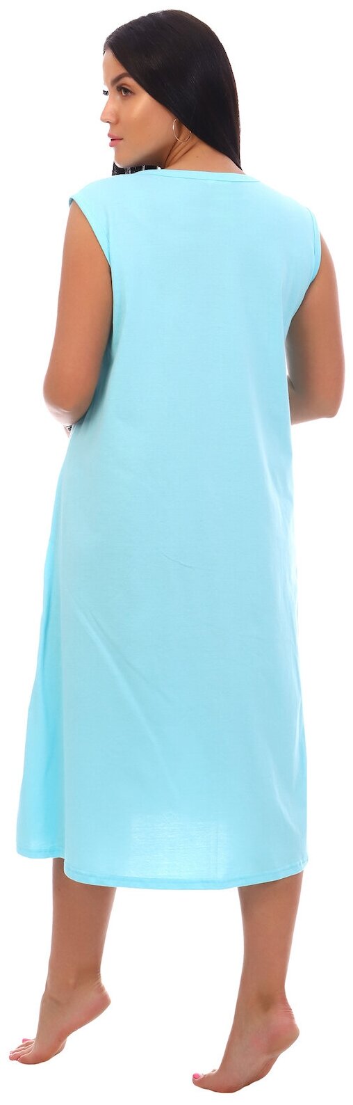 Сорочка Трикотажные сезоны, без рукава, без карманов, размер 52, голубой - фотография № 3