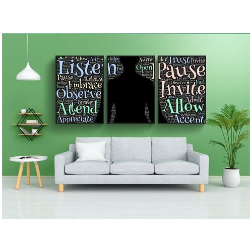 фото Набор модулных постеров для интерьера "медитация, присутствие, духовный" 60x90 см. в тубусе, без рамки lotsprints