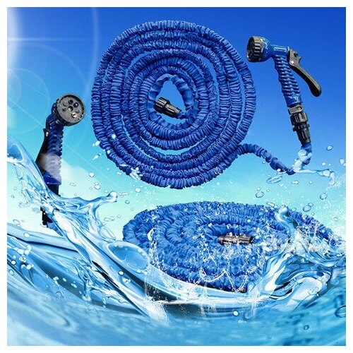 Шланг садовый растягивающийся для полива Magic Hose 22,5 м, синий - фотография № 4