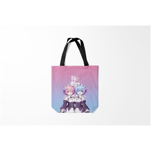 фото Сумка-шоппер / 40х40 см / аниме / re zero. жизнь с нуля в альтернативном мире ре зеро рем рам burnettie