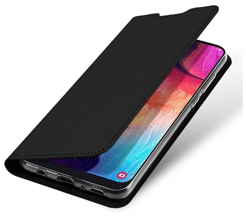 Чехол для сотового телефона MyPads для Samsung Galaxy A50 водоотталкивающий с мульти-подставкой на жёсткой металлической основе черный
