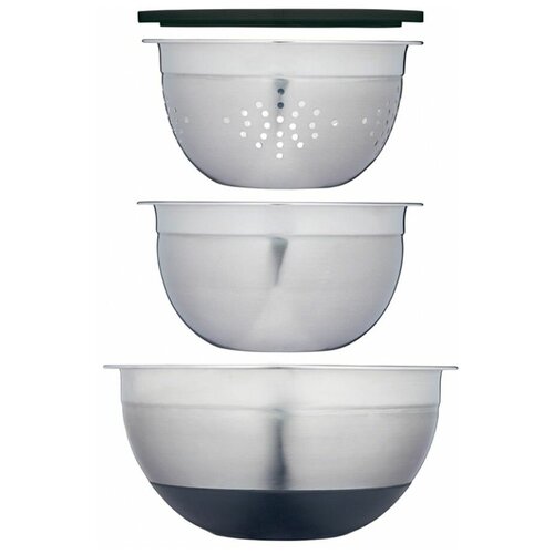 фото Набор посуды 3 предмета (миска 23 см., дуршлаг 18 см., миска с крышкой 18 см.) kitchencraft