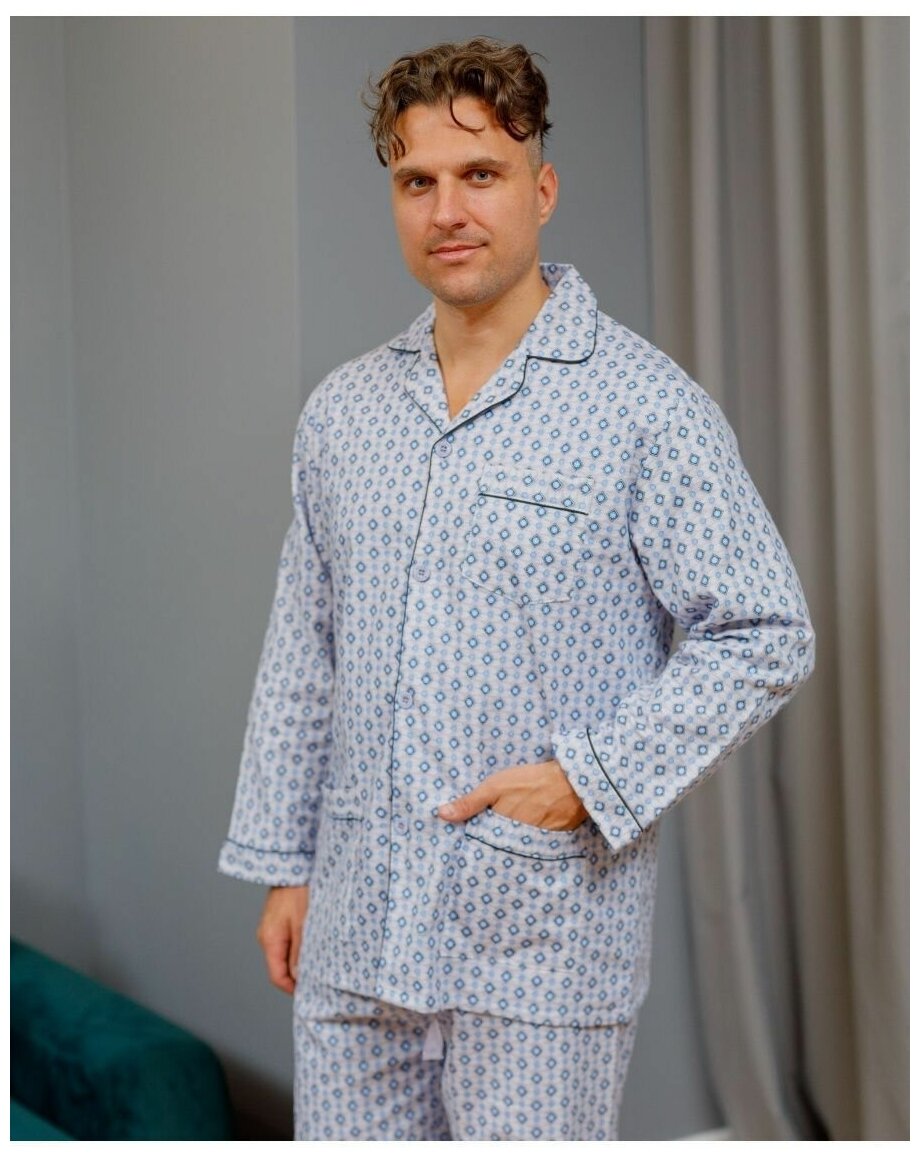 Пижама мужская со штанами и рубашкой фланелевая - фотография № 6