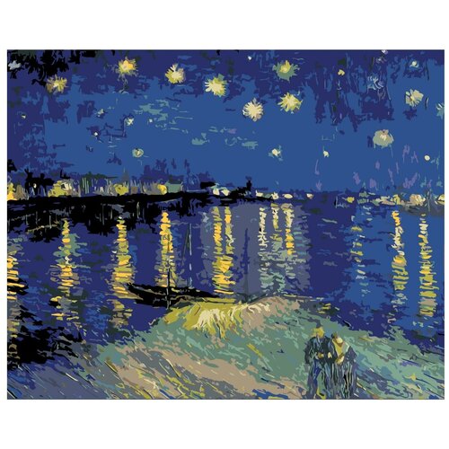Картина по номерам, Живопись по номерам, 72 x 90, ARTH-AH323, пейзаж, Винсент Ван Гог, ночь, картина, звёзды, Звёздная ночь, известный художник