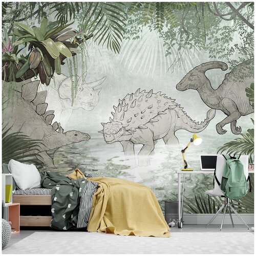 Детские обои с Динозаврами 360х270 см флизелиновая основа экочернила авторская коллекция Neverland 8900₽