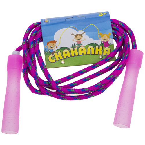 Скакалка 1toy, 2,2 м., тканевый шнур, пластиковые ручки, 3 цвета в ассорт.