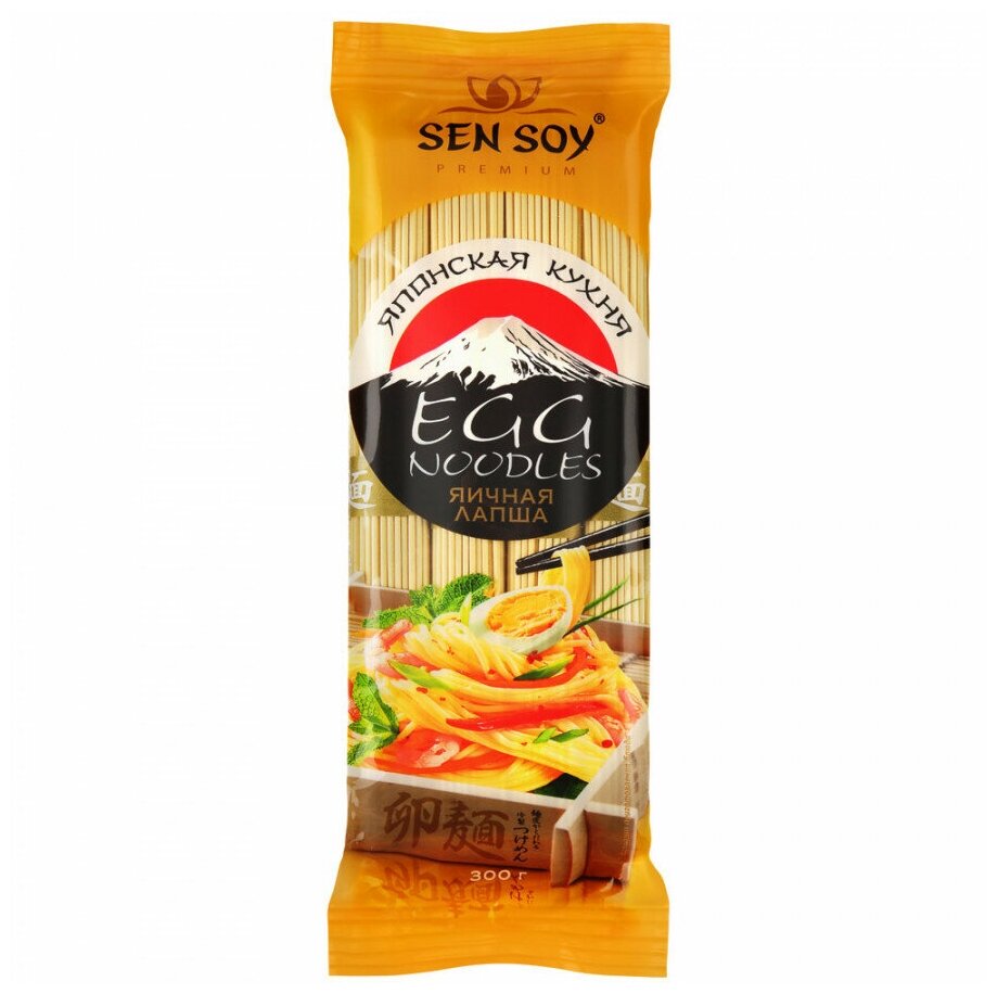 Лапша Sen Soy Premium Egg Noodles яичная 300г - фотография № 1