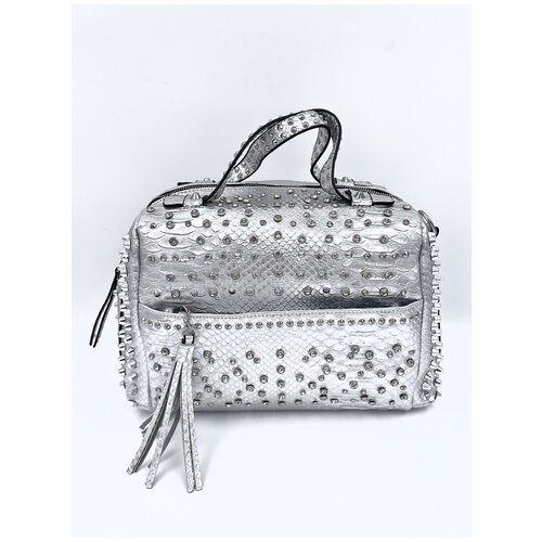 фото Женская сумка боулер renato h5021-silver цвета серебристый