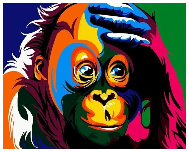 Картина по номерам Colibri Радужный орангутанг 40х50 см Холст на подрамнике