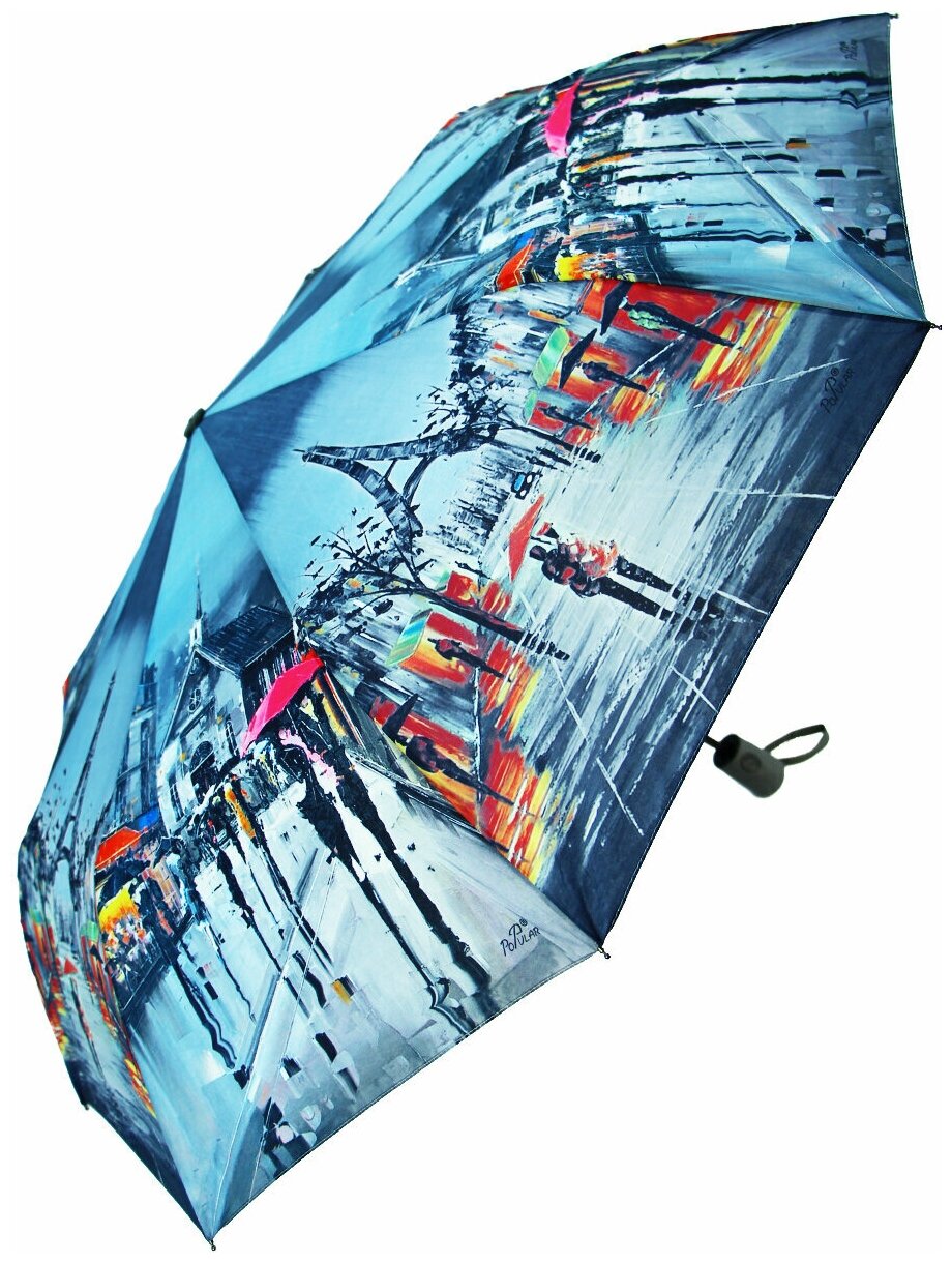 Женский складной зонт RAINBRELLA полуавтомат 111C-9/серо-голубой