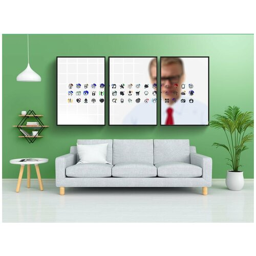 фото Набор модулных постеров для интерьера "социальные медиа, значок, бизнес" 60x90 см. в тубусе, без рамки lotsprints