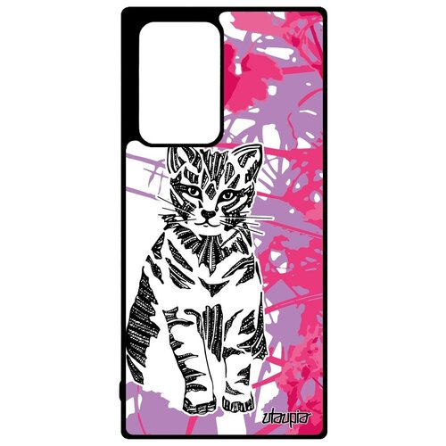 фото Защитный чехол на смартфон // galaxy note 20 ultra // "кот" дикий маленький, utaupia, розовый