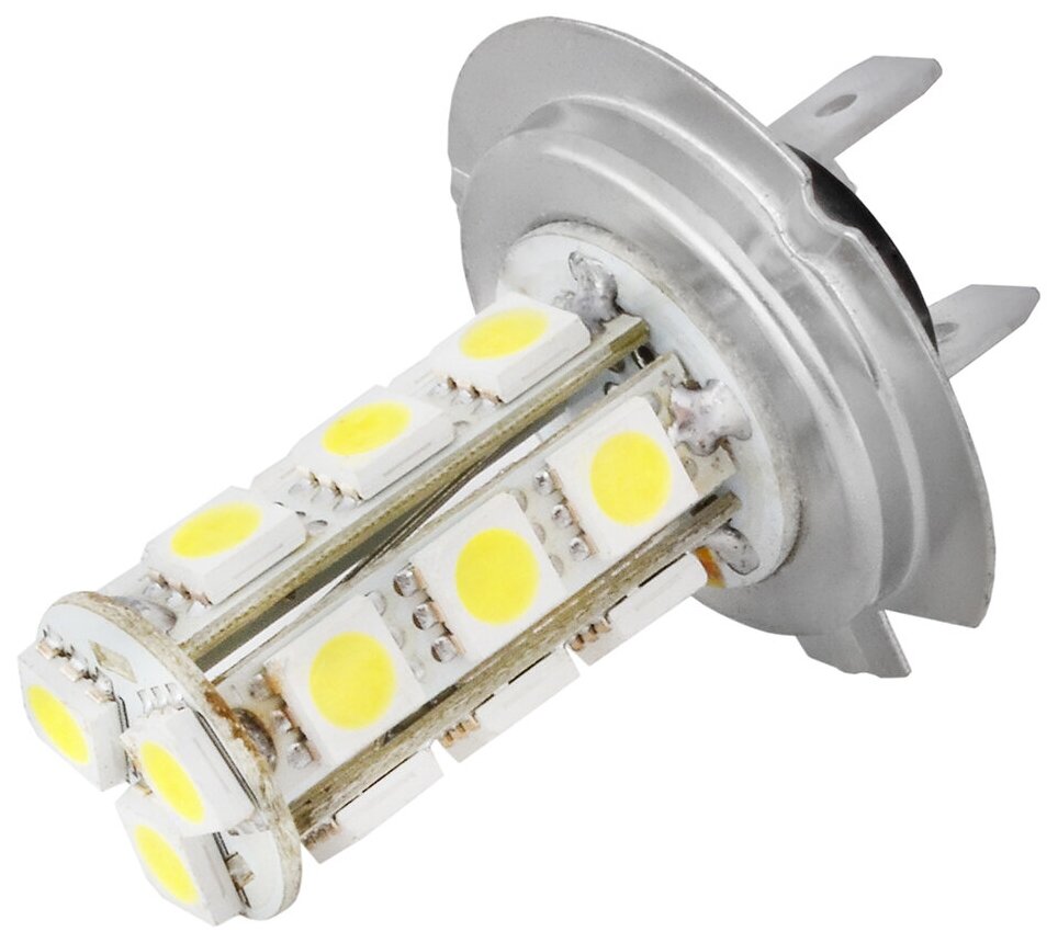 Автолампа диод H7 12V 18 SMD Блистер 1-контактная Белая SKYWAY Ближний, дальний свет, противотуманная фара 2шт, S08201021